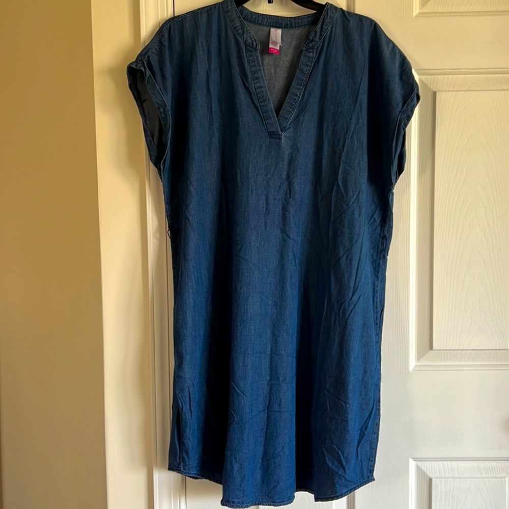 No Boundaries V Neck Denim Dress
